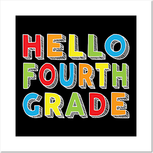 Hello Fourth Grade Kids Back To School 4th Grade Team Party graphic Posters and Art